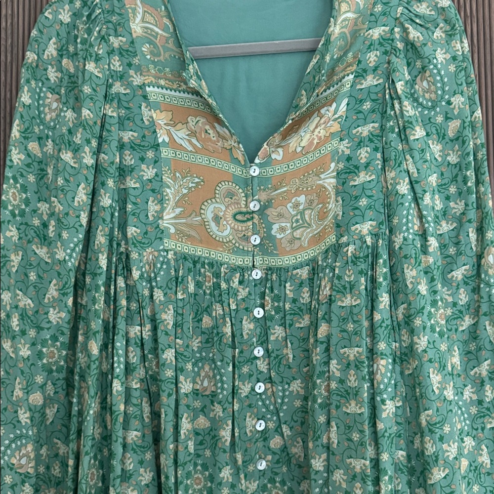 Spell & The Gypsy Collective Emerald Madame Peacock Floral Boho Blouse - Picture 7 of 8